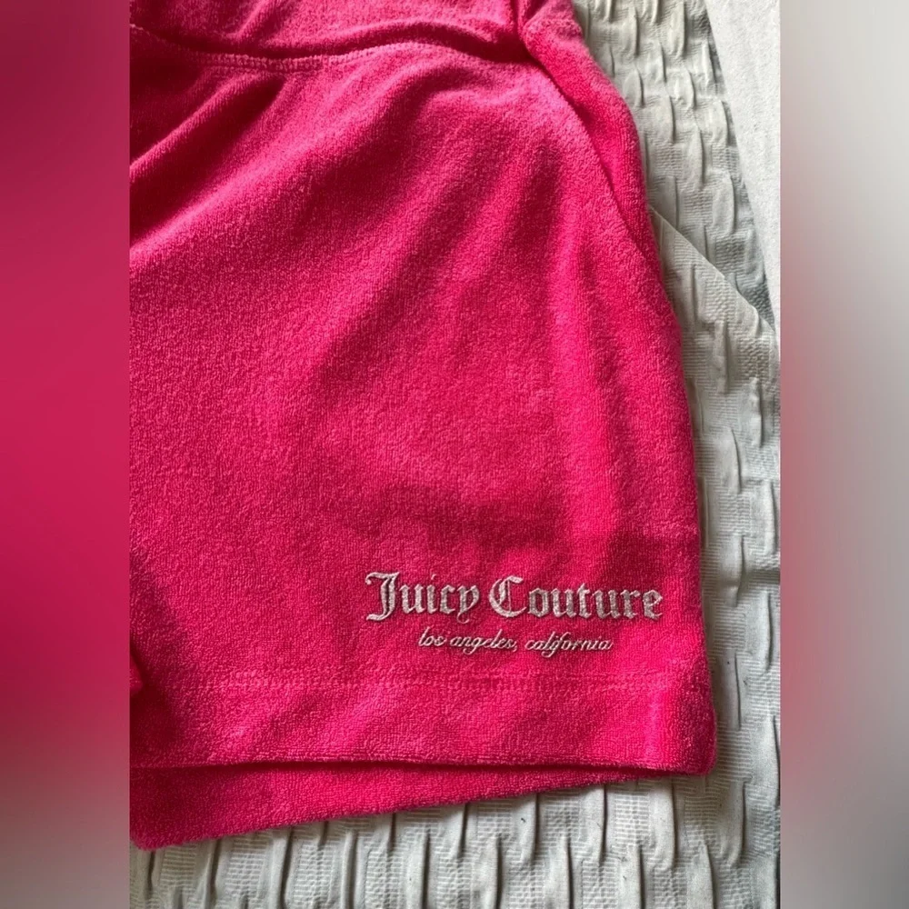 Juicy Couture Fuchsia Towel Set Short Sleeve Zip Up and Shorts